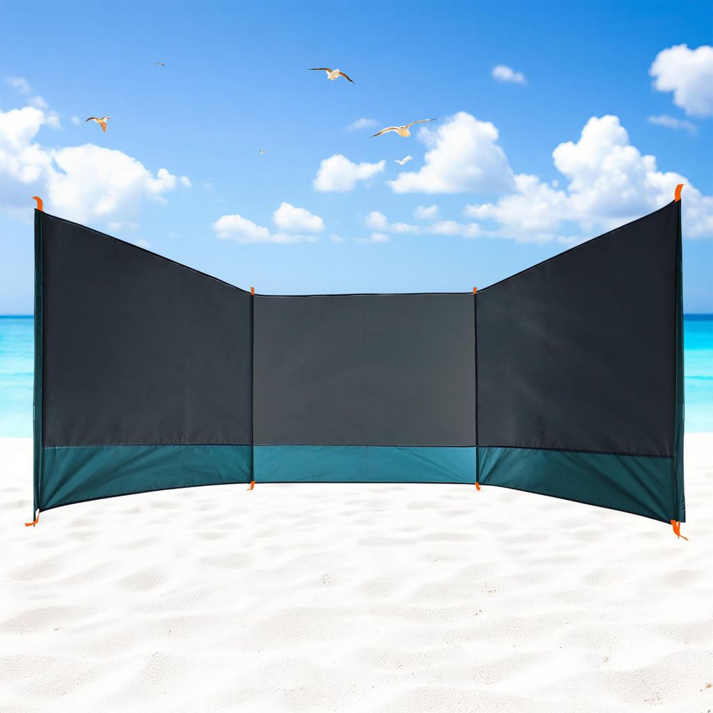 Strand Windschutz grau mit Tragetasche - 400 x 140 cm - Produktbild 
