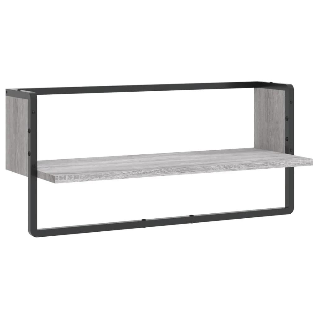 SYFAX™ Mensola a Parete Grigio Sonoma 65x25x30 cm con Asta Robusta