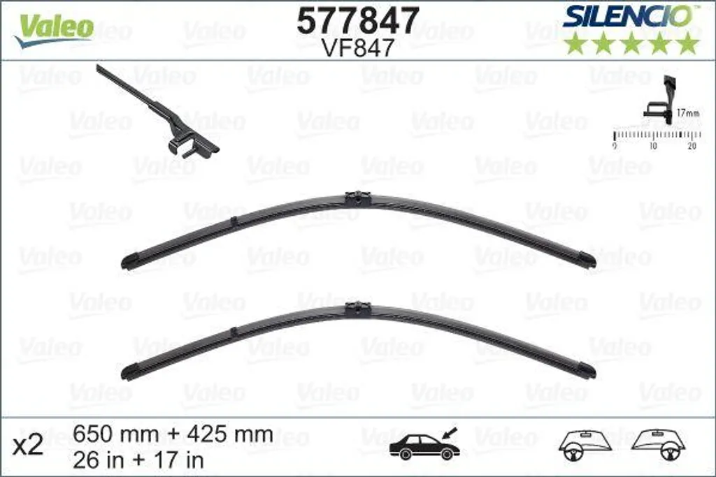 Essuie-glace Valeo 577847 pour BMW Série 6, Visibilité sous Forte Pluie