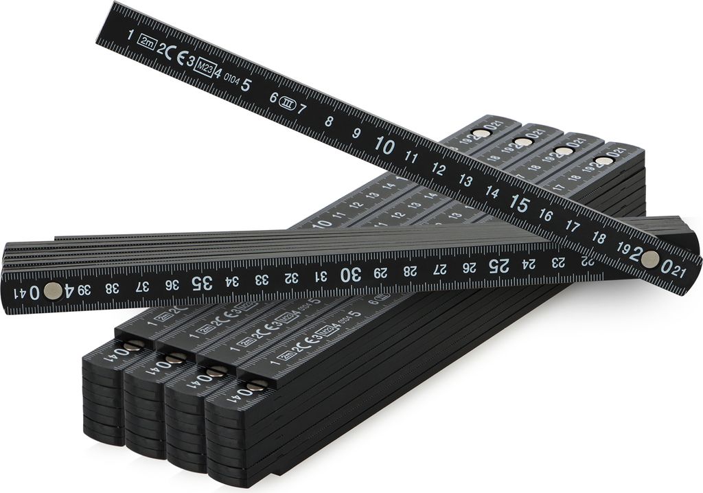 com-four® 5x Zollstock aus Kunststoff - 2 Meter Produktbild 