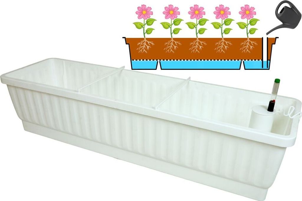 XXL Blumenkasten mit Bew. Venezia 80 cm weiss