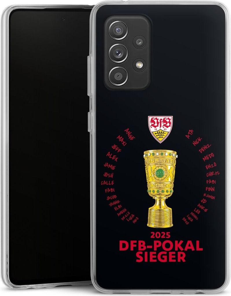 DeinDesign Handyhülle für Samsung Galaxy A52 Silikon Hülle Case Smartphone Schutzhülle Offizielles Lizenzprodukt Pokal VfB Stuttgart