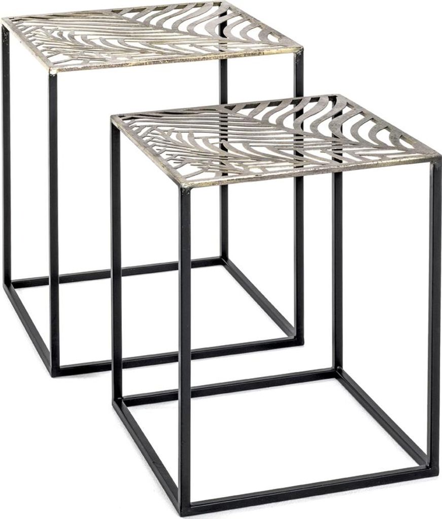 Satztisch >20557< (2-teilig) in bronze, schwarz, Metall - 35x45x35cm (BxHxT)
