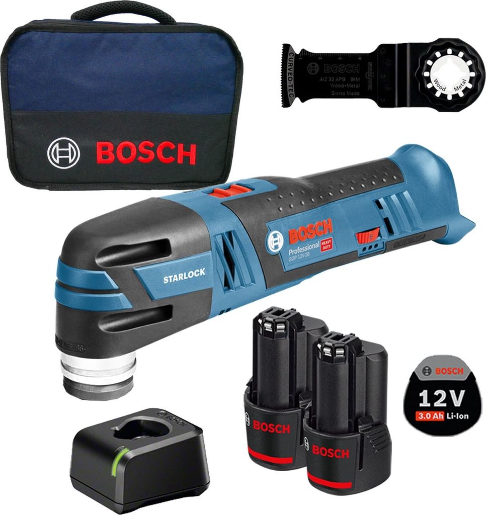 Bosch Akku-Multi-Cutter GOP 12V-28 / 2x 3,0 Ah Akku + Ladegerät im Softbag