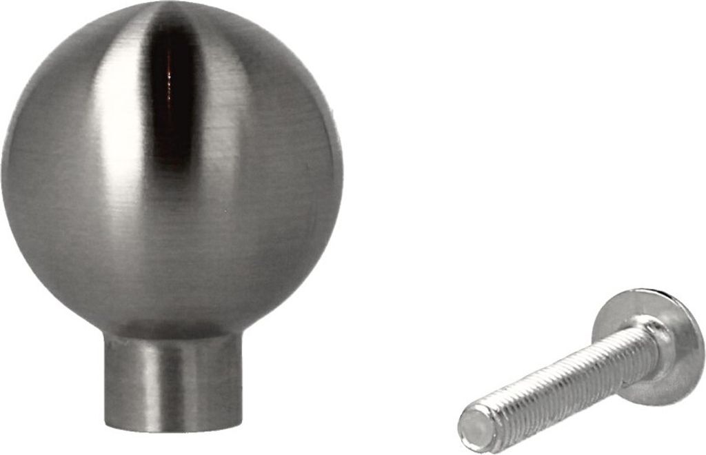Edelstahl Kugelknopf Möbelknopf Schrankknopf matt gebürstet Schubladenknopf Pasadena 25mm