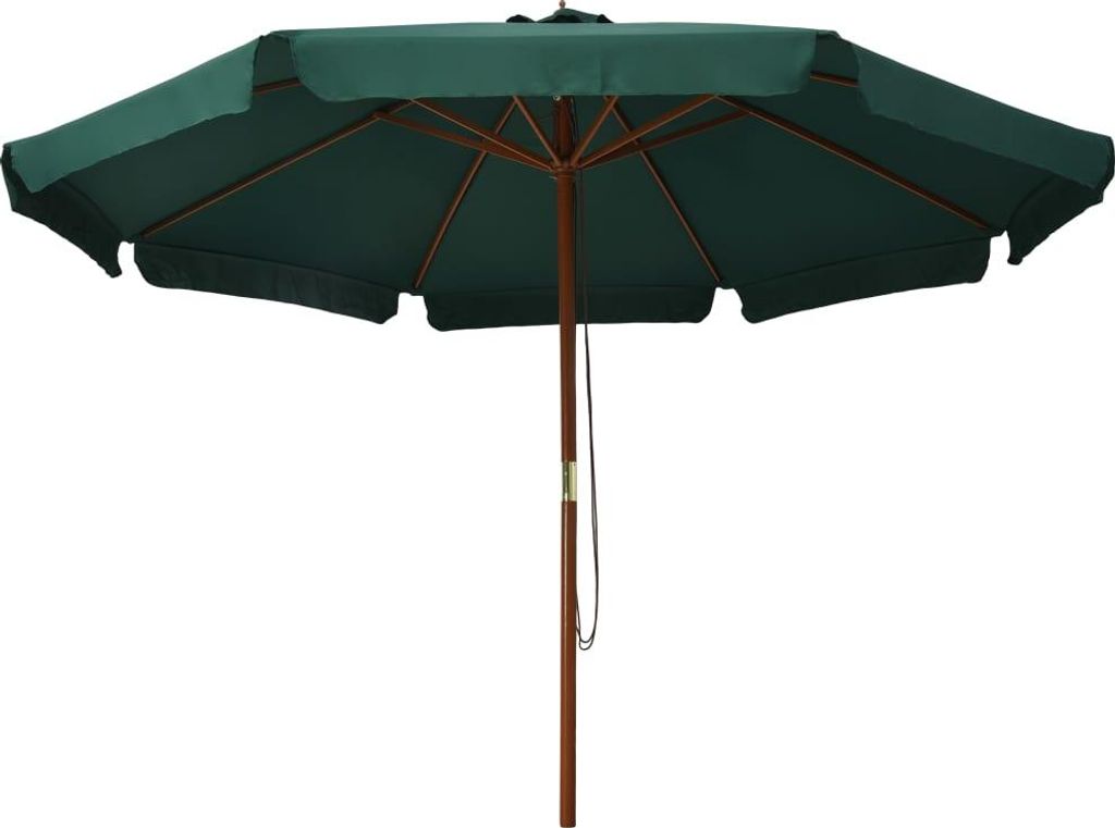 vidaXL Slunečník s dřevěným stožárem 330 cm zelený Obrázek produktu 