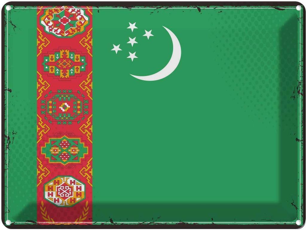 vianmo Blechschild 30x40 cm Turkmenistans Retro Turkmenistan Flagge Fahne Wappen