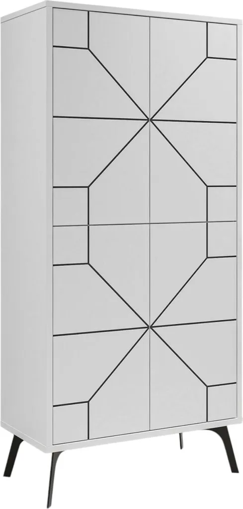 Meuble de Rangement Blanc 136 cm de Haut avec Penderie pour l'Entrée