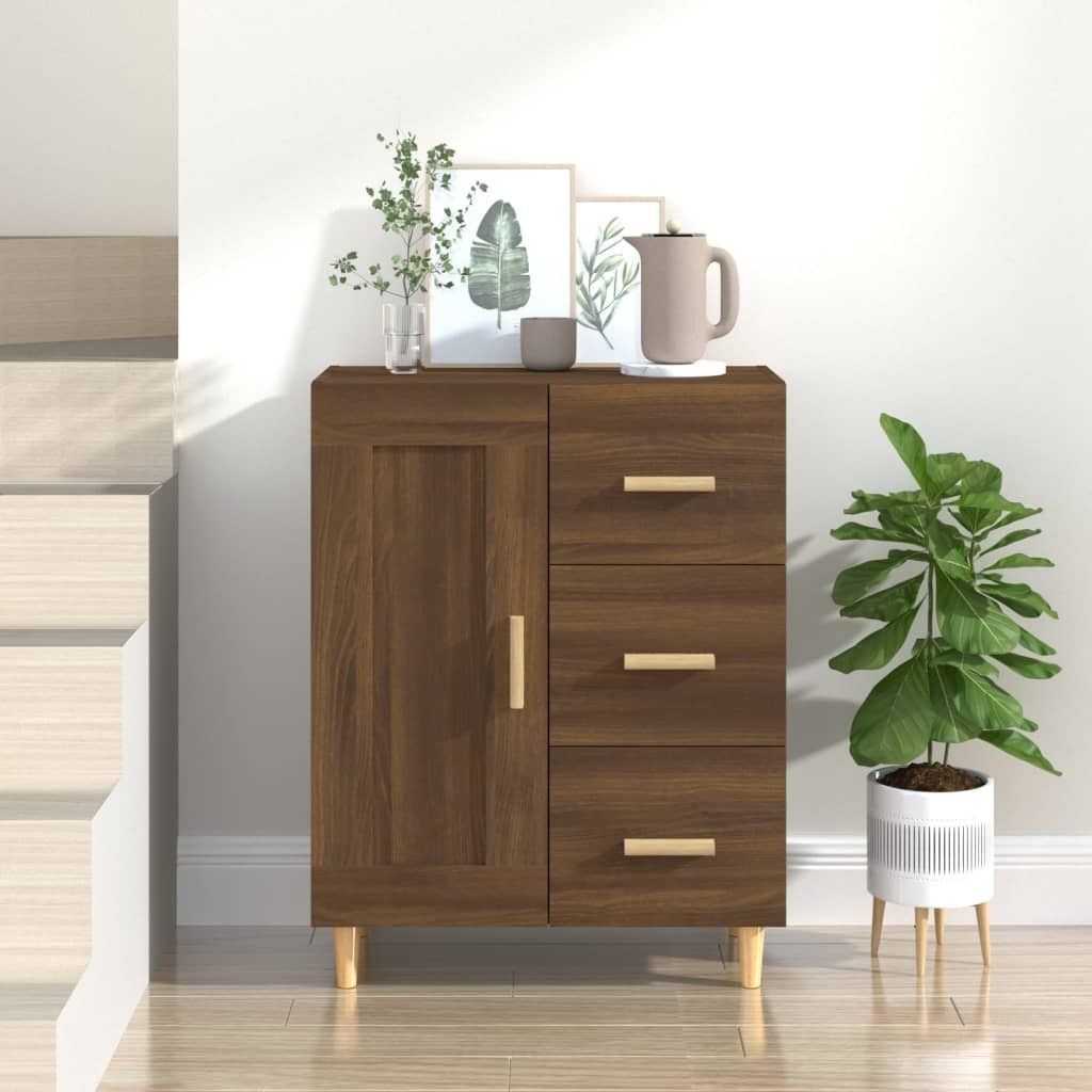 "Rabatt" Mehrzweckschrank/Vitrine/Sideboard - Modernes Design - Braun Eichen-Optik 69,5x34x90 cm Holzwerkstoff - Kommoden CC21462