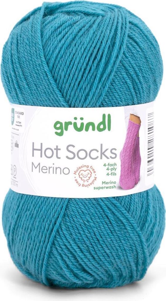 Gründl Hot Socks Merino 50 g/200 m 4-fädig uni 75 % Schurwolle(Merino) /25% Polyamid 20 petrol
