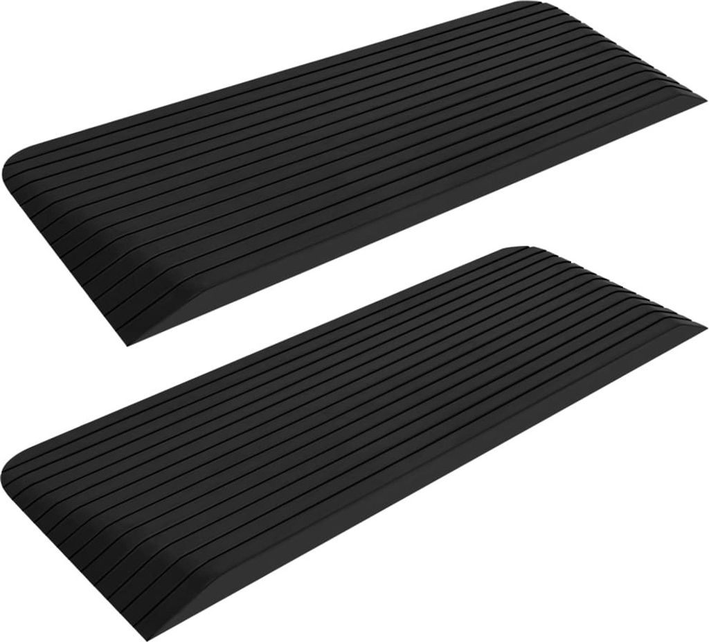 Brückenschwellenrampen THEO 2er Set 110x41x5 cm Gummi | Kabelbrücke Bodenschwelle Überfahrschutz