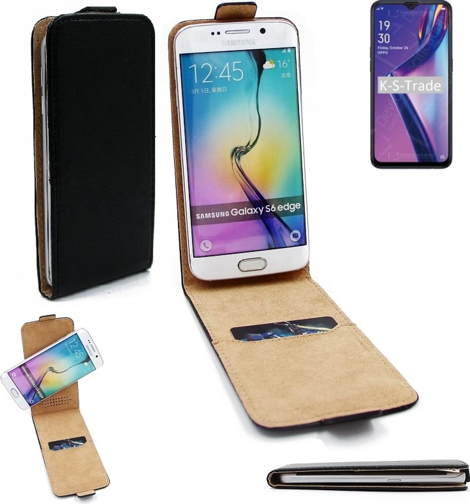 K-S-Trade Schutzhülle Handyhülle kompatibel mit Oppo A12 Flipstyle 360° Smartphone Tasche, schwarz, Case Flip cover