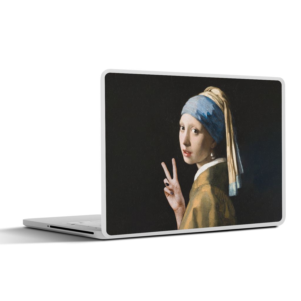 MuchoWow Laptop Aufkleber Sticker Cover Das Mädchen mit dem Perlenohrring - Johannes Vermeer - Frieden 36.5x27.5 cm - Laptop-Sticker