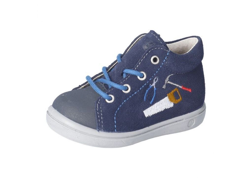 RICOSTA Boots ANDY von PEPINO stylish durch die kalte Jahreszeit Schnürstiefel Rauleder Jungen Blau Stickerei Werkzeug Größe 23