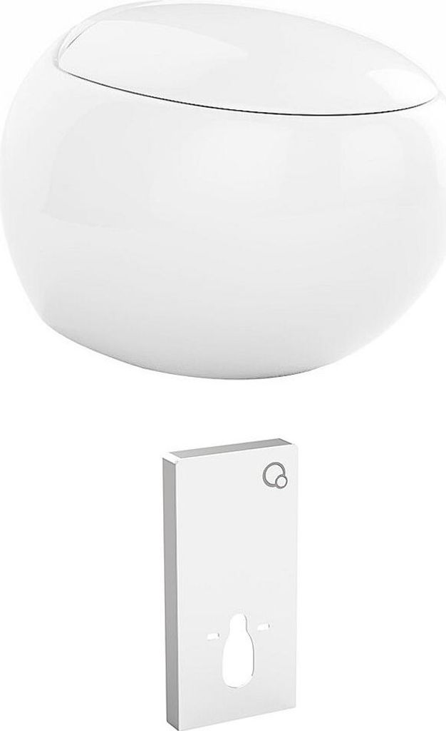 Hänge-WC-Garnitur aus weißer Keramik mit Dekorrahmen - HURO II
