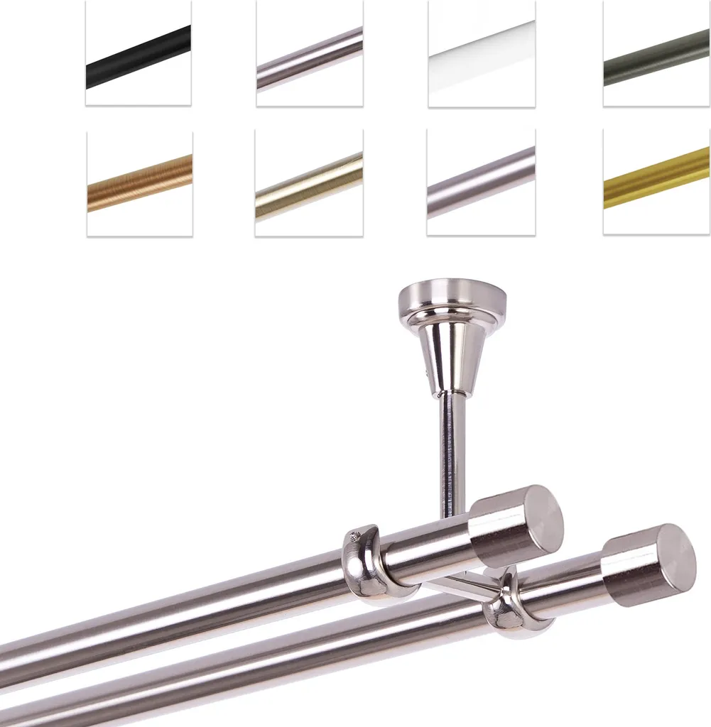 Bastone Per Tende Doppio 120cm Acciaio Soffitto | Offerta Limitata