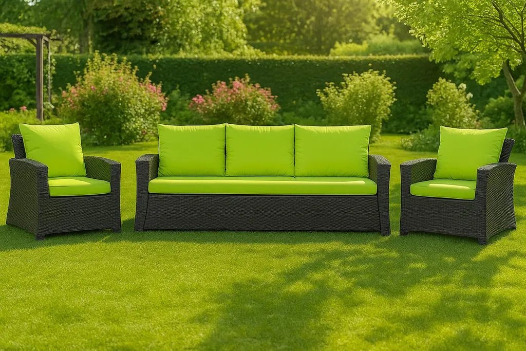 Set 3 Cuscini Outdoor Lime per Polyrattan 2 Posti - 112x50x7 cm - 8