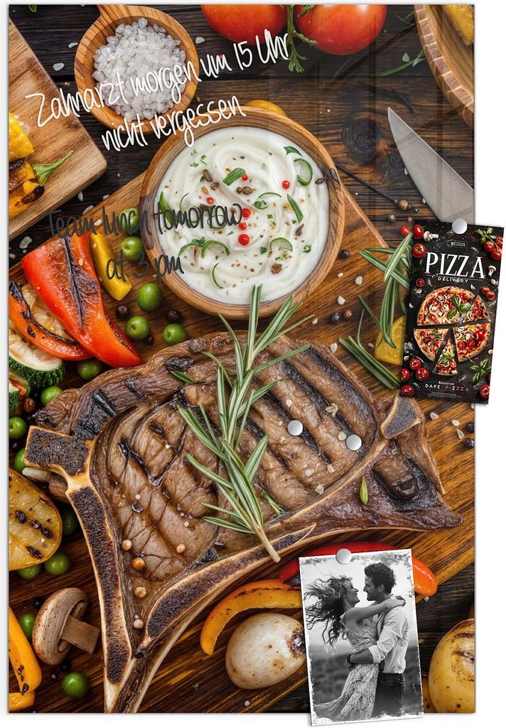 Magnettafel 40x60cm Pinnwand Whiteboard beschreibbar - Grillmahlzeit