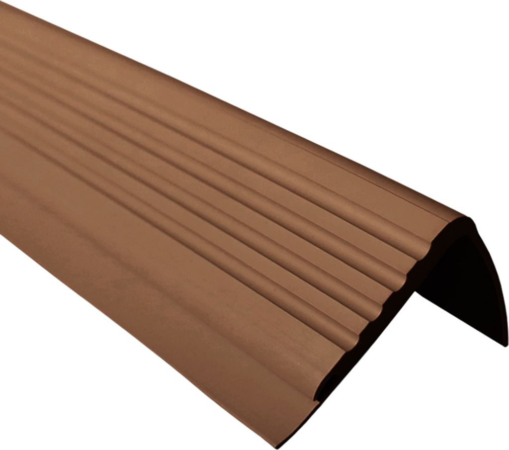 QUEST Treppenkantenprofil 42x48mm, 1.5m, Treppenprofil PVC für Treppenstufen, Treppenkantenschutz mit Rillen, Antirutsch, Abriebfest, PMW, bronze