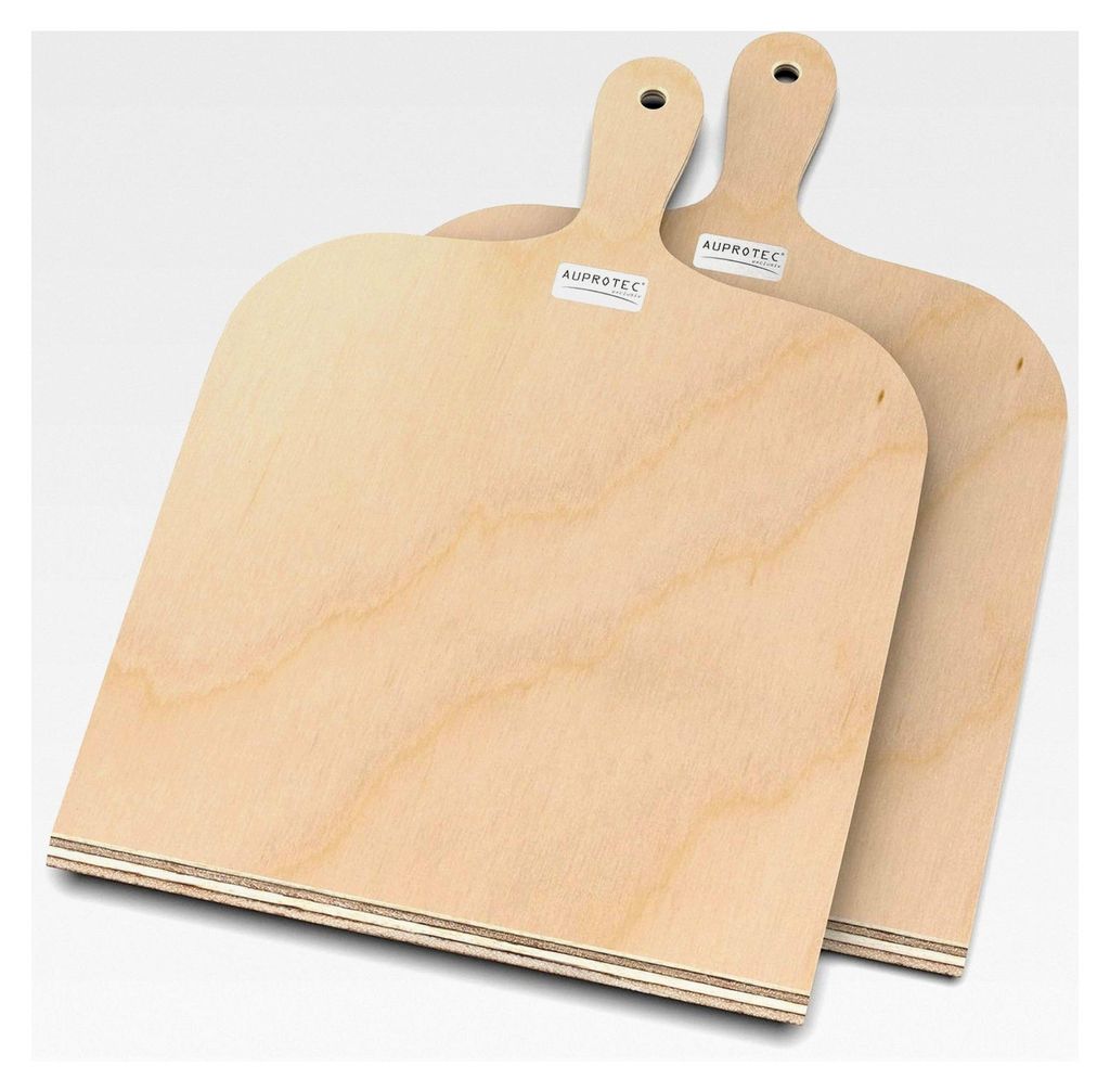 Pizzaschaufel Holz Pizzaschieber Pizzabrett Birke geschliffen 2er Set, Größe XL 38 x 32 cm