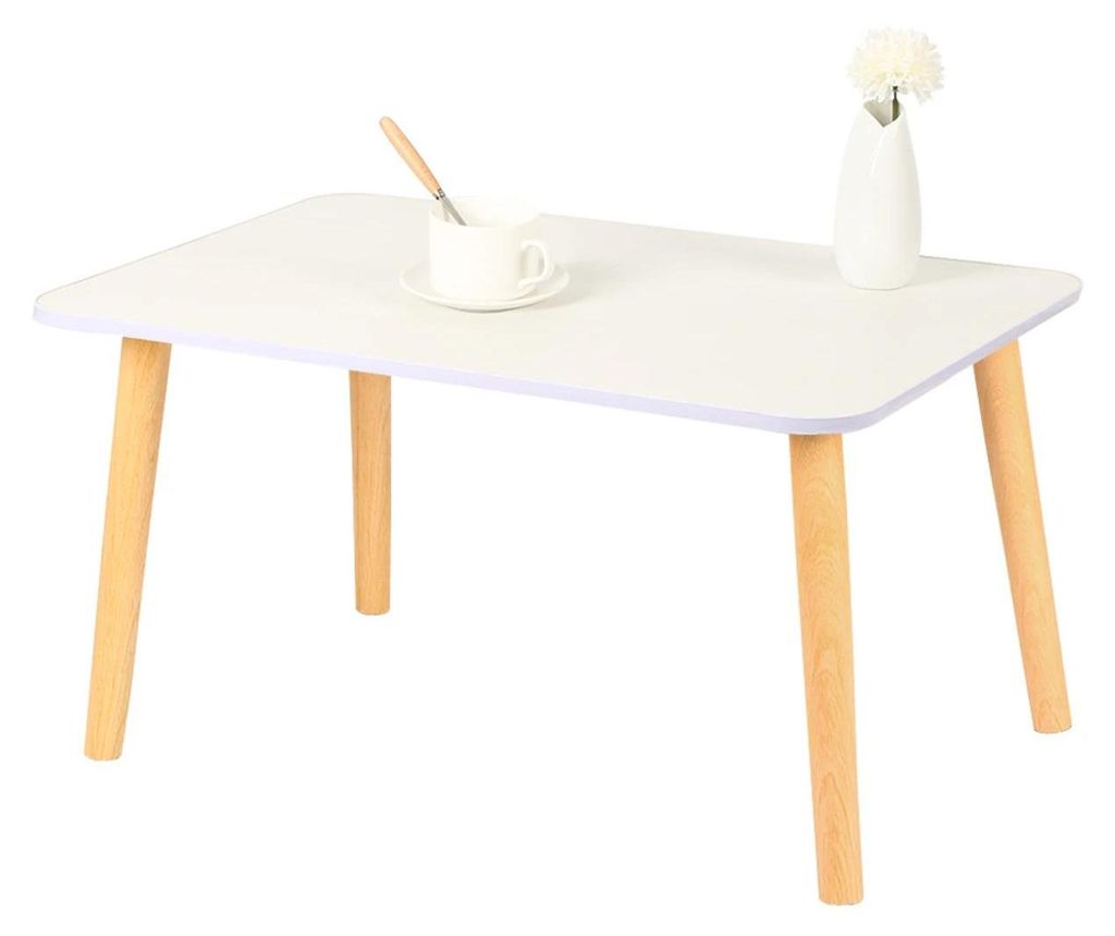Couchtisch & Laptop-Tisch - Niedriger Tatami-Bodentisch - 60×40×32 cm - Rechteckig - Holz - Minimalistisches Design - Weiß