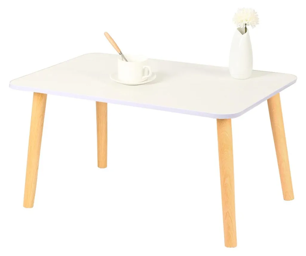 Table basse compacte pour petit salon 60x40 cm bois blanc moderne
