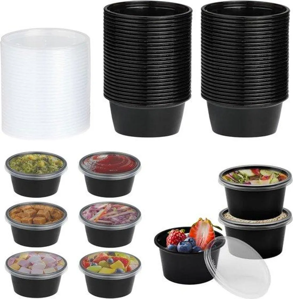 Pots à Sauce 50ml Hermétiques et Micro-ondables - Lot de 50 Pièces