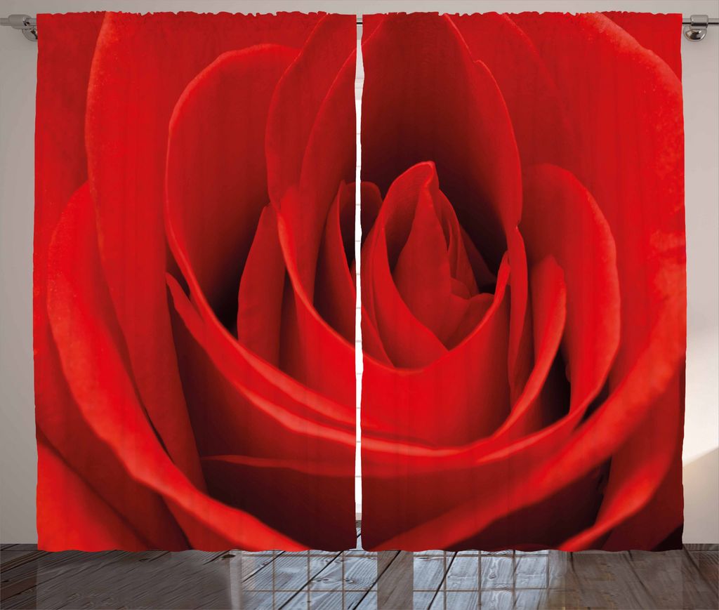 ABAKUHAUS Rose Rustikaler Gardine, Natürliche Schönheit rote Blüte, Schlafzimmer Kräuselband Vorhang mit Schlaufen und Haken, 280 x 225 cm, Zin...