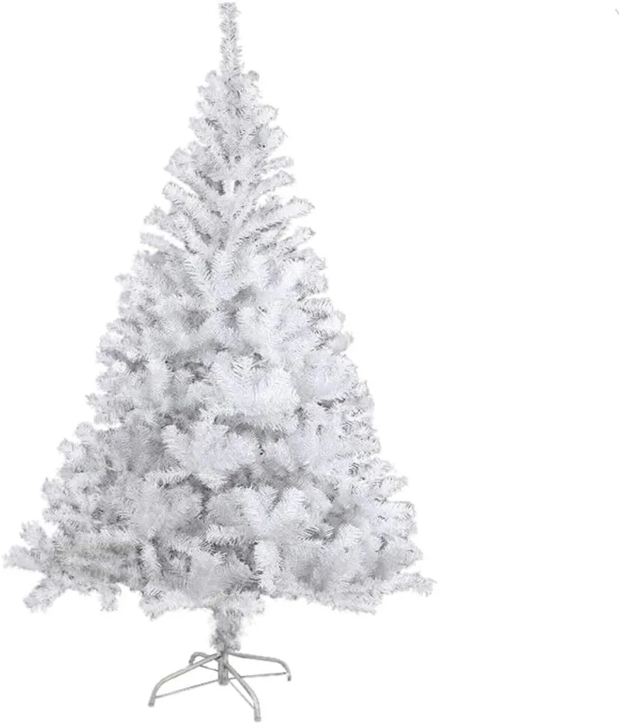 Sapin de Noël Blanc 180cm Dense avec 650 Branches et Support Métallique