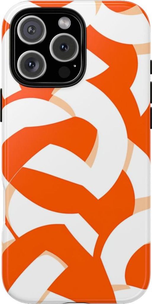 Glänzendes, robustes Design mit orange-weißem Geometriemuster – Hülle Kompatibel mit iPhone 16 Pro Max