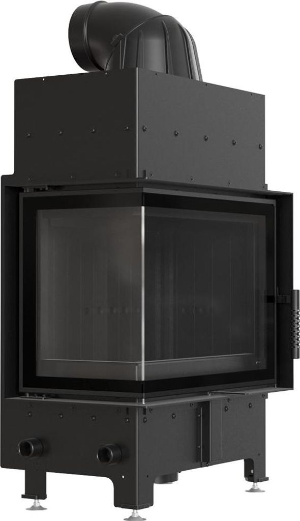 Kamineinsatz aus Stahl KRATKI FLOKI S links 8 kW Ø 160 schwarz Verkleidung mit Türfeder