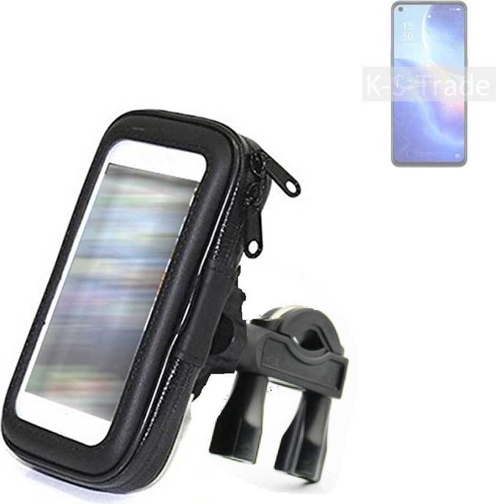 K-S-Trade Fahrrad-Halterung kompatibel mit Oppo Reno5 K 5G Handy-Halterung Halter Lenkstange Fahrradhalterung Motorrad Bike Mount Wasserabweisend