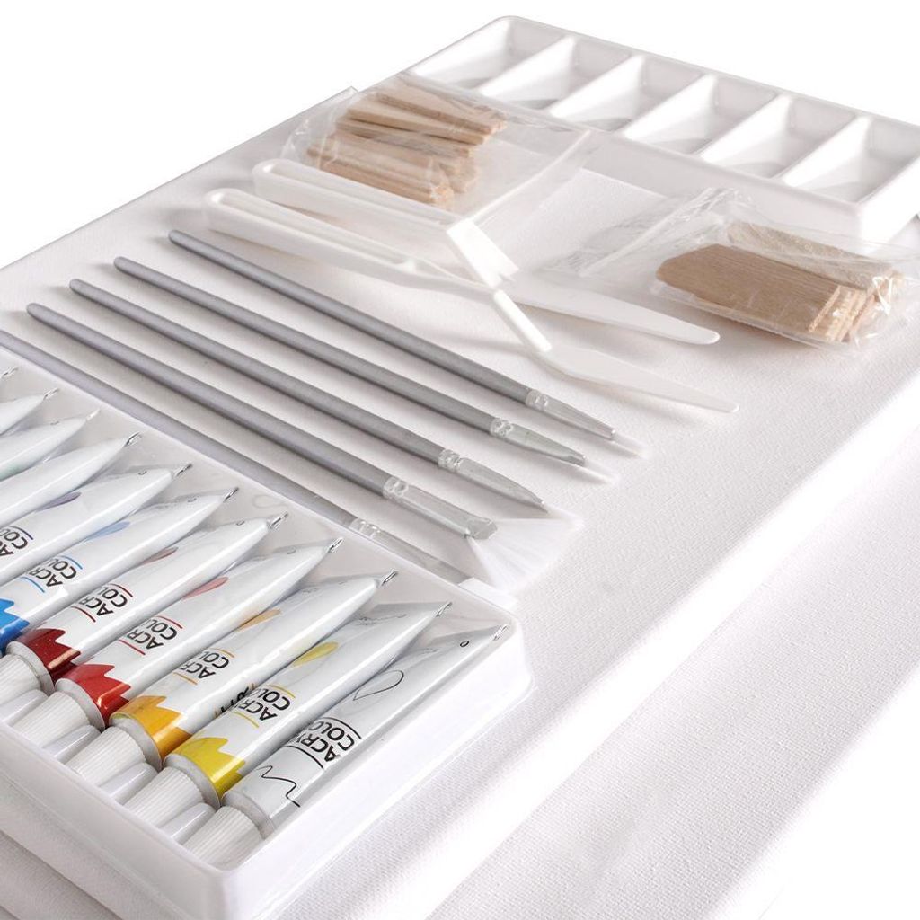 Malset 27tlg. Set Malen Künstler Kinder Erwachsene Pinsel Farbenset Acrylfarben