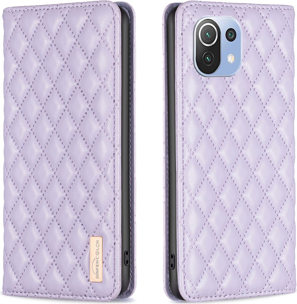 Xiaomi Mi 11 Lite Hülle, Elegant Bookstyle Flip Leder Kartenfächer Schutzhülle mit Ständer für Xiaomi Mi 11 Lite Lila