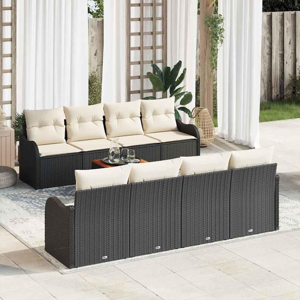 Maison Exclusive - Gartensofa-set mit Kissen 9 pcs Schwarz Poly-Rattan