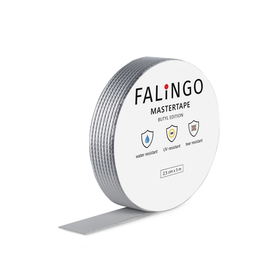 FALINGO Dichtungsband Wasserdichtes Klebeband, Butyl Klebeband für Dach, Wand, Fenster, Rohr (2,5 cm x 5 m)