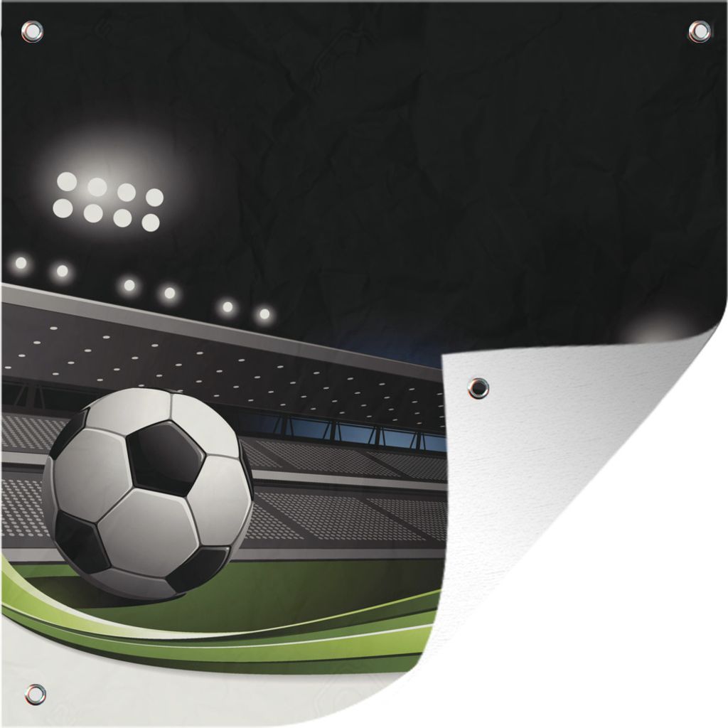 MuchoWow 100x100 cm Outdoor-Poster Gartendeko Sichtschutz Garten Poster für den Garten Eine Illustration eines Balls im Fußballstadion