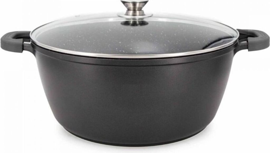 XXL Kochtopf mit Deckel ø44 cm mit Marmorbeschichtung ca. 23 L - Schwarz