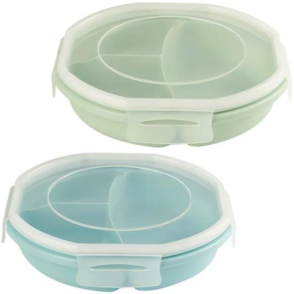 Lot de 2 Boîtes Bento Micro-ondes avec 3 Compartiments sans BPA 1000ml