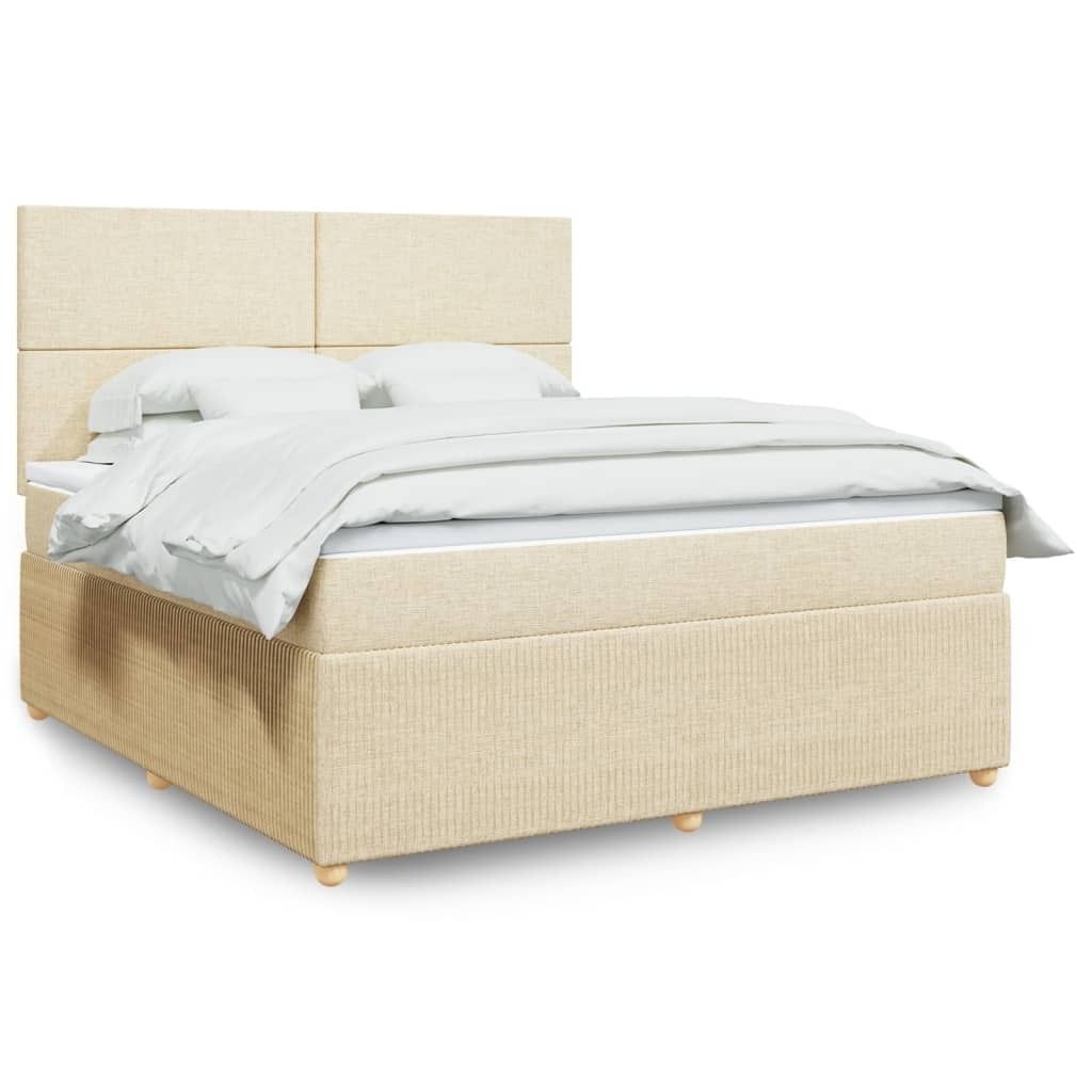 Boxspringbett mit Matratze Creme 180x200 cm Stoff, Klassische Betten 2024 Neu DesignMöbel