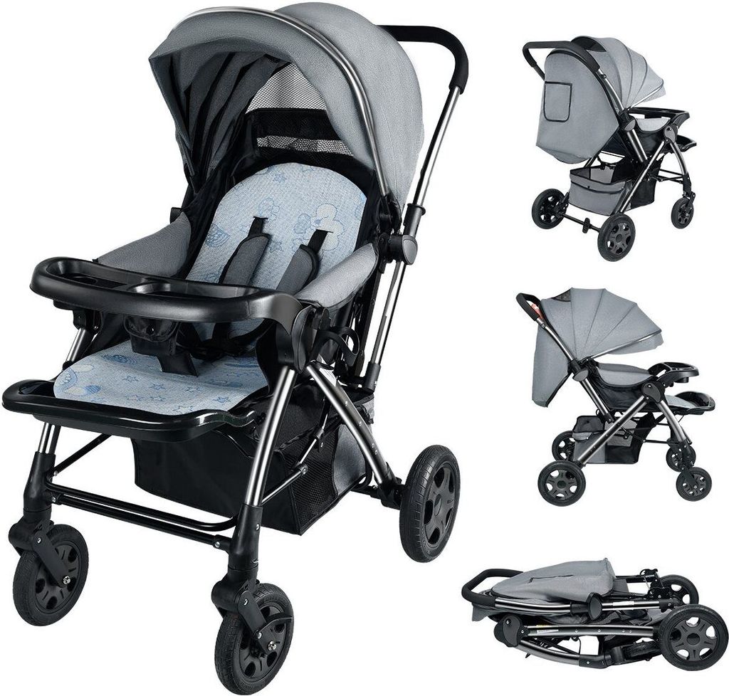 Welikera KombiKinderwagen, Großer und Bequemer Kinderwage, Kinderbuggy, Liegebuggy, Zusammenklappen, Große Bude mit 4 Allradaufhängung, Geräumi...