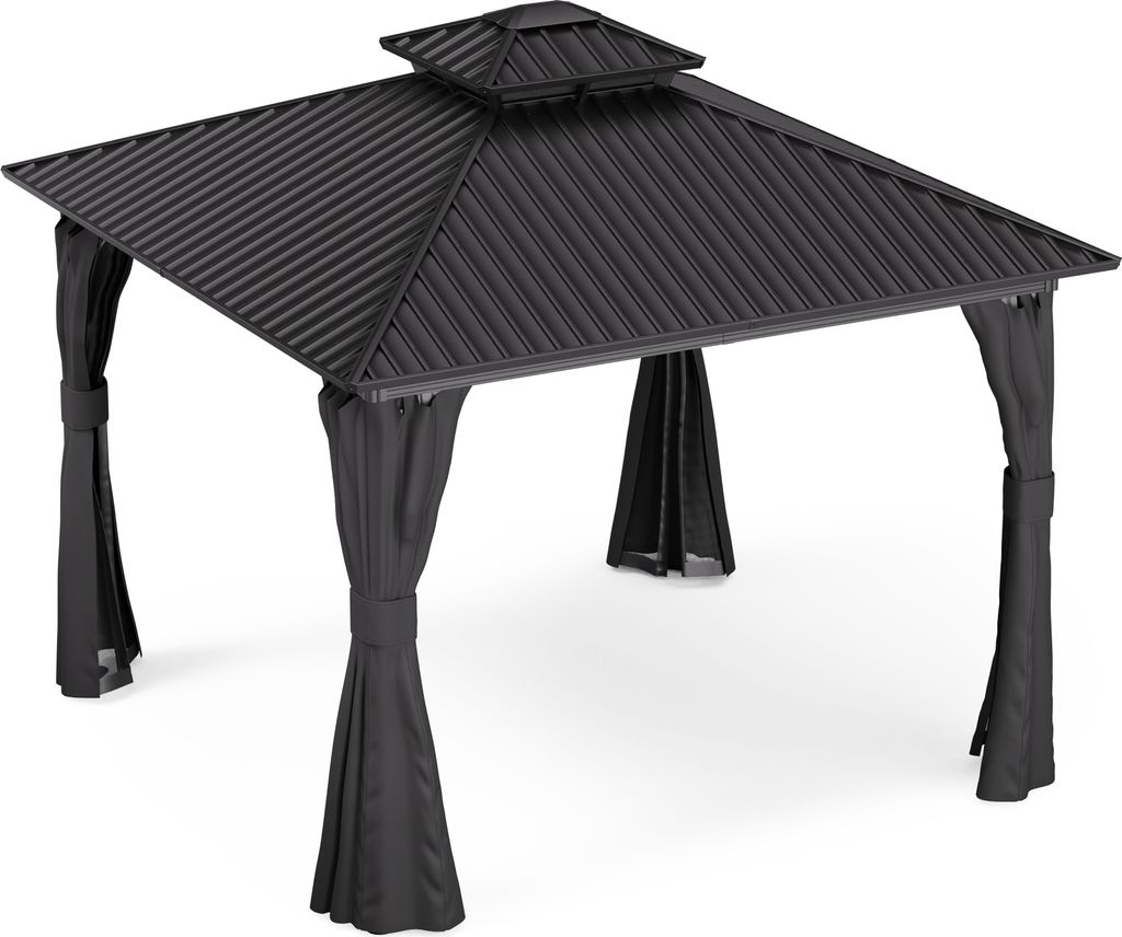 Blumfeldt Pavillon 3x3, Gartenpavillon Wasserdicht Stabil, Aluminiumrahmen & Verzinktes Stahldach, Inkl. Vorhänge & Moskitonetz, UV-Schutz, Wetter...