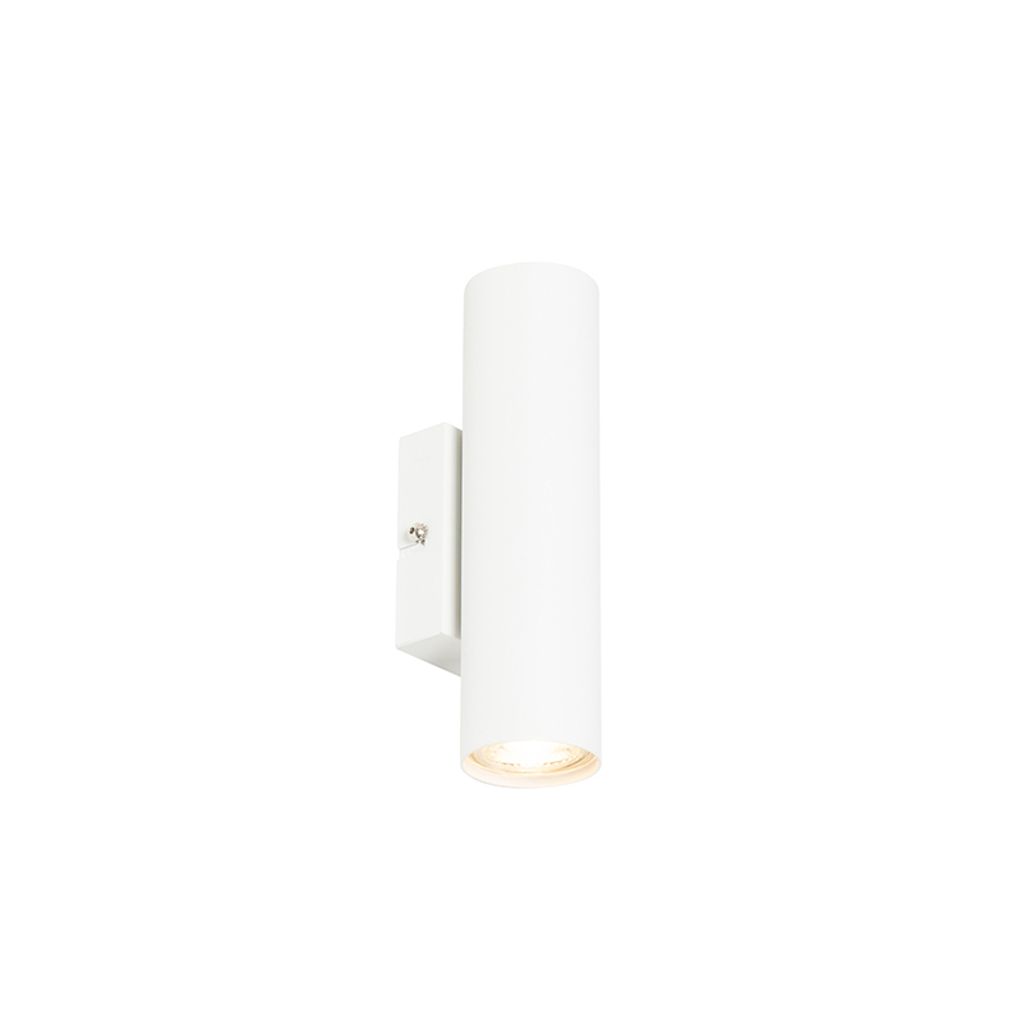 QAZQA - Moderne Wandleuchte weiß 2-flammig GU10 50mm - Jeana I Wohnzimmer I Schlafzimmer I Up & Down - Stahl Zylinder - LED geeignet GU10