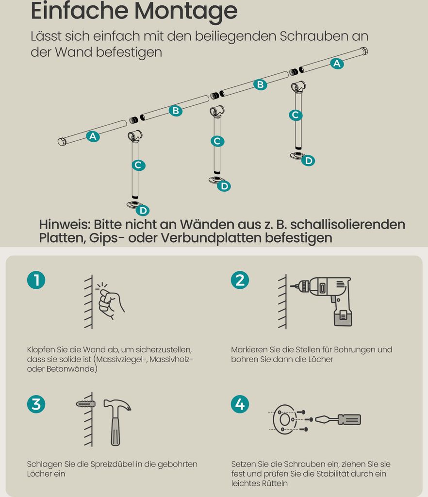 SONGMICS Kleiderstange für die Wand, Kleiderständer Produktbild 8