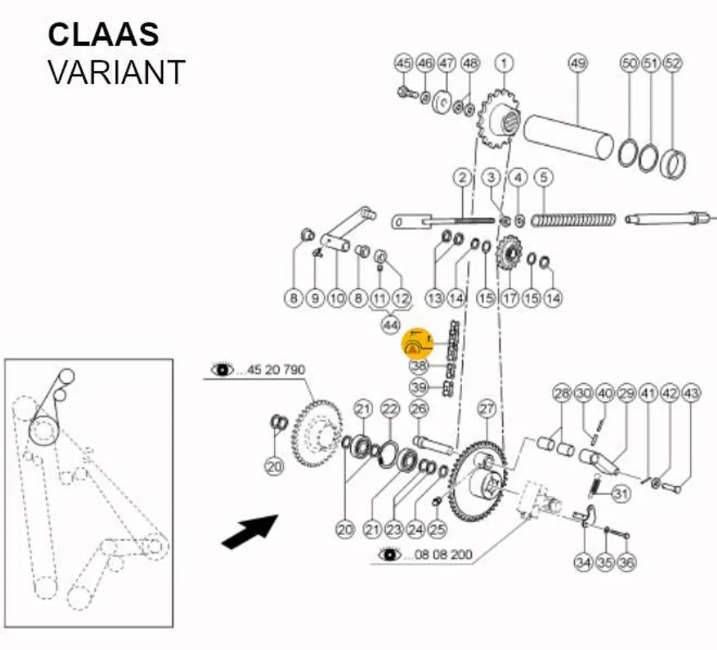 Chaîne de transmission agricole 96 maillons 9951150 compatible Claas