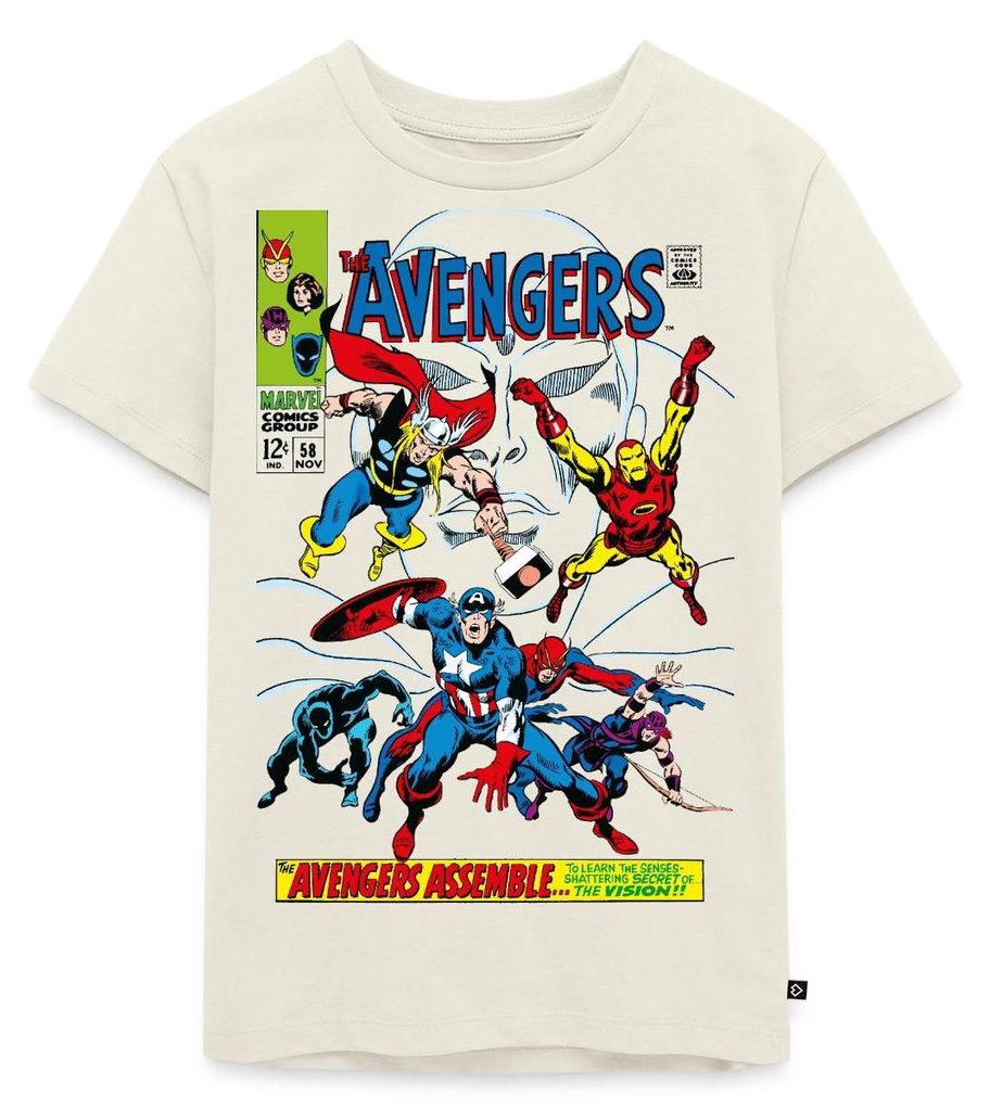 Spreadshirt Avengers Comic Superhelden Assemble Kinder Premium T-Shirt, 122/128 (6 Jahre), Naturweiß