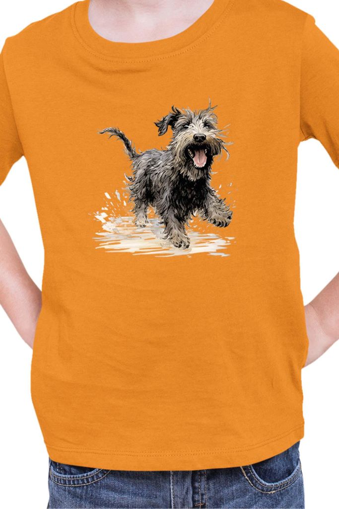 Kinder T-Shirt Funny Dogs Breeds Terrier Dog Breed, 5-6 Jahr - 116 / Orange