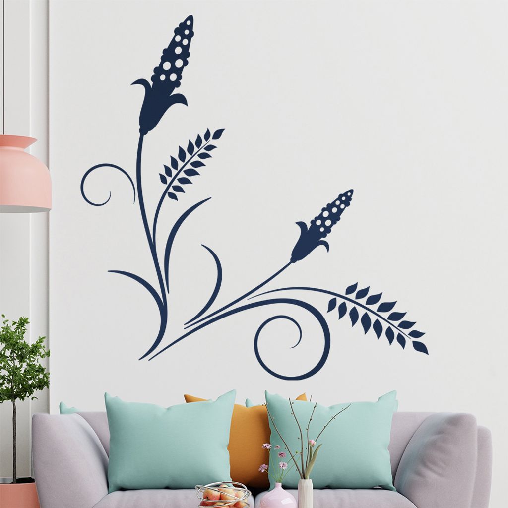 Blüten - Pflanze Wandtattoo in 6 Größen - Wandaufkleber Wall Sticker - Dekoration, Küche, Wohnzimmer, Schlafzimmer, Badezimmer