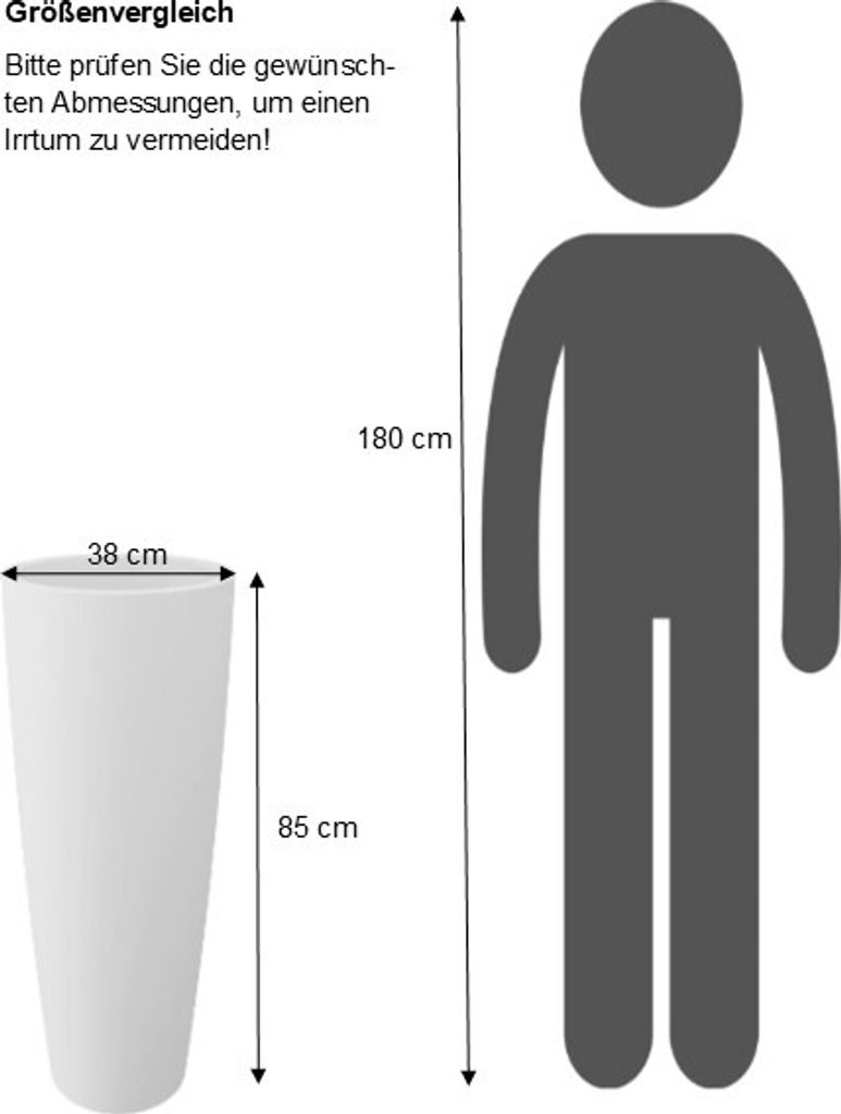 Blumentopf / Pflanztopf, Hhe 85 cm,  38, wei, matt, 18