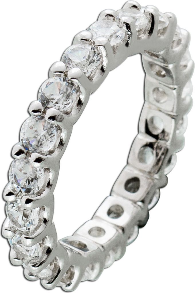 Memoire Ring Silber 925 rhodiniert weiße Zirkon Edelsteine 18